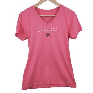 Life Is Good Crusher Tee Tshirt Short Sleeve‎ Women's Size S Pink Vneck